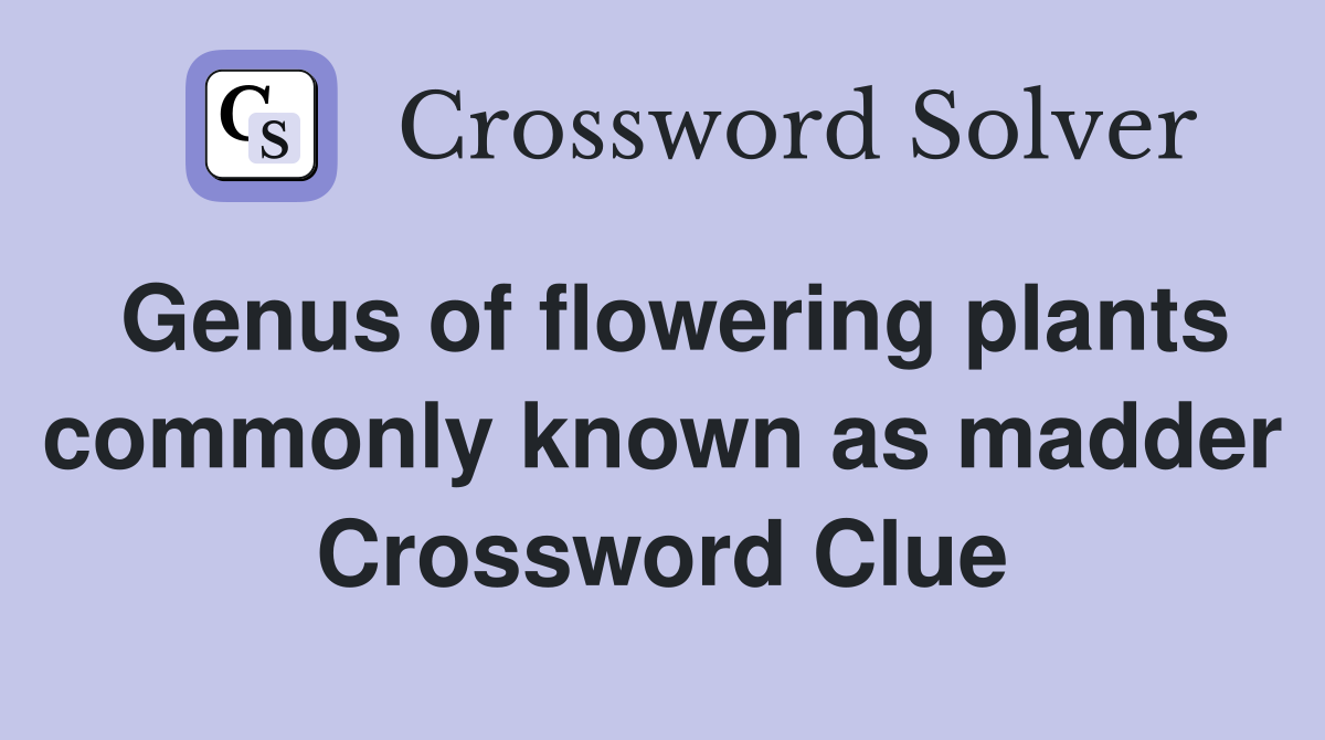 Genus of flowering plants commonly known as madder Crossword Clue